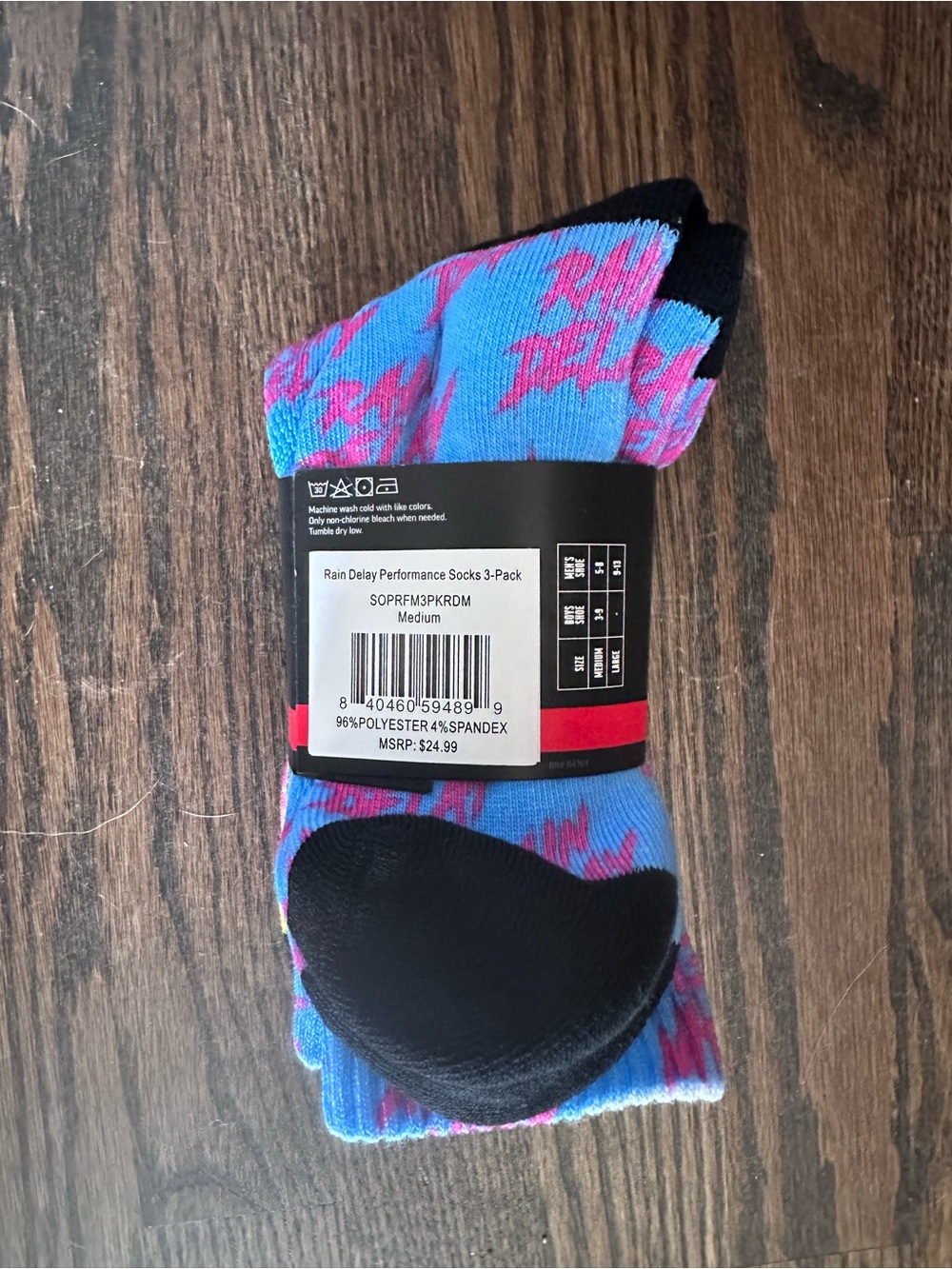 New NWT baseball lifestyle 101 Youth Rain Delay Socks 3 Pack Blue,Pink, Yellow M - Picture 3 of 4